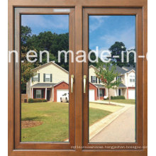 Powder Coated Wooden Color Aluminum Double Glass Window